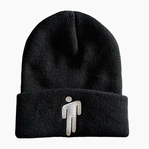 Billie Eilish Embroidered Blohsh Logo Black and White Beanie Hat Unisex New NWOT